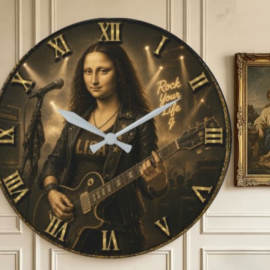 Rock Guitarist Funny Mona Lisa Music Player Gift Grote Klok