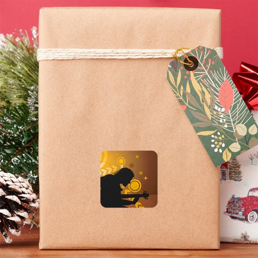 Rock Guitarist Rocker Musician Square Sticker