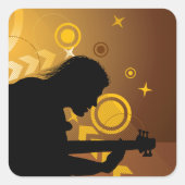 Rock Guitarist Rocker Musician Square Sticker (Voorkant)