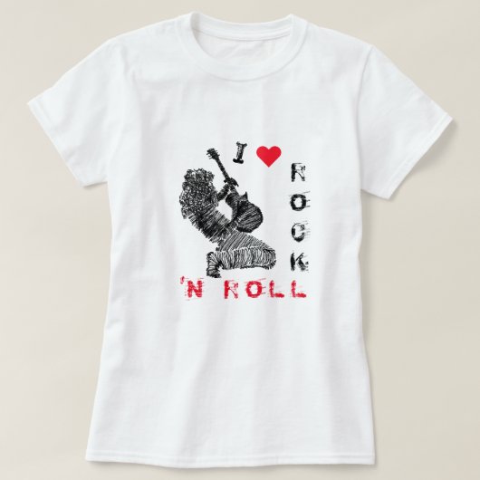 Rock Guitarist T-Shirt Gift - I Love Rock N Roll (Design voorkant)