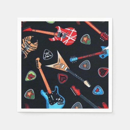 Rock Guitars Pattern Paper Napkins Servet (Voorkant)