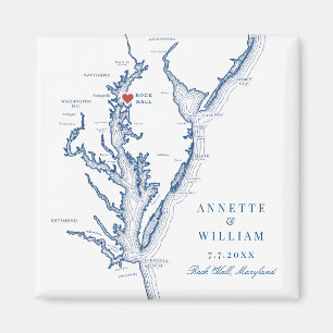 Rock Hall Maryland Elegant Navy Blue Bruiloft Magneet