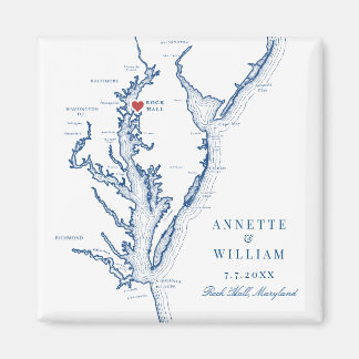 Rock Hall Maryland Elegant Navy Blue Bruiloft Magneet