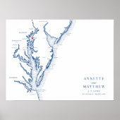 Rock Hall MD Bruiloft Elegante Kaart Gastenboek Po Poster (Voorkant)