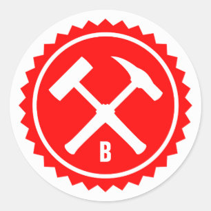 Rock Hammer Badge (enkel Initiaal) Ronde Sticker
