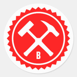 Rock Hammer Badge (enkelvoudig Initiaal) Ronde Sticker