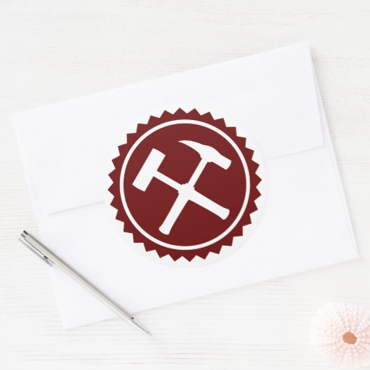 Rock Hammer Badge Ronde Sticker (Envelop)