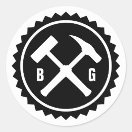 Rock Hammer Badge (Twee Initialen) Ronde Sticker