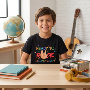 Rock Hand Gebaar 2e Klas Krachtig Grafisch Terug N T-shirt