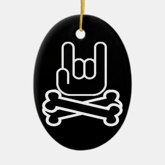 Rock Hand met dwarsbeenderen Keramisch Ornament (Voorkant)