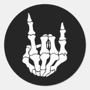 Rock Hand Skelet Rocker Teken Halloween P Ronde Sticker