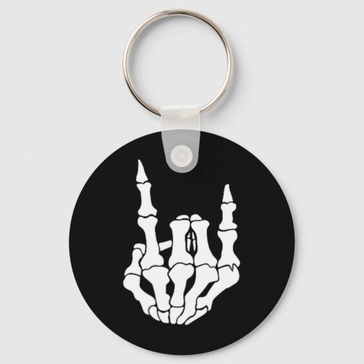 Rock Hand Skelet Rocker Teken Halloween P Sleutelhanger (Voorkant)