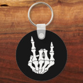 Rock Hand Skelet Rocker Teken Halloween P Sleutelhanger (Voorkant)