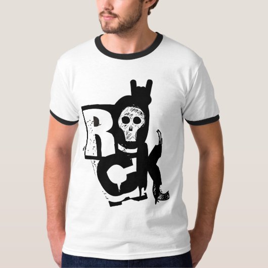 Rock Hand Skull Ringer T T-shirt (Voorkant)