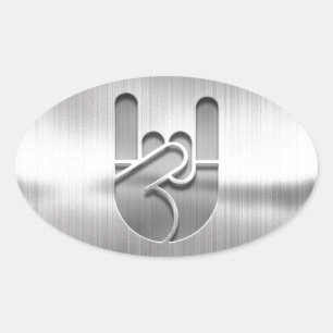 Rock Hand Steel Ovale Sticker