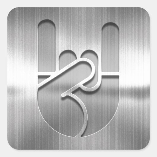 Rock Hand Steel Vierkante Sticker (Voorkant)