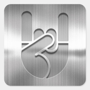 Rock Hand Steel Vierkante Sticker