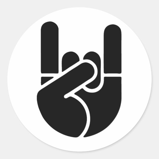 Rock Hand Stencil Ronde Sticker (Voorkant)