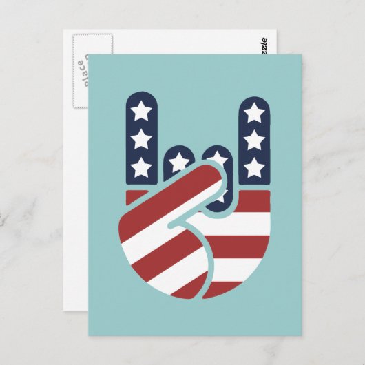 Rock Hand USA Briefkaart (Voorkant / Achterkant)