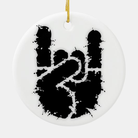Rock Hand w/Distortion Keramisch Ornament (Achterkant)