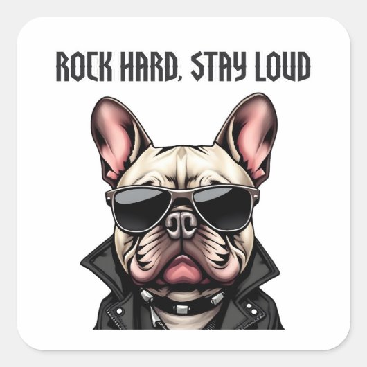 Rock hard, blijf luid vierkante sticker (Voorkant)