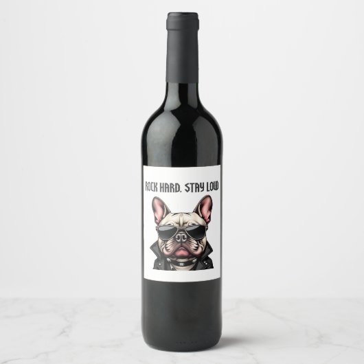 Rock hard, blijf luid wijn etiket (Voorkant)