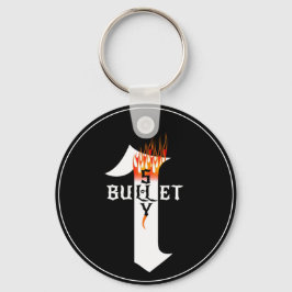 Rock Heavy Metal muzikant One Bullet Shy Flames Sleutelhanger