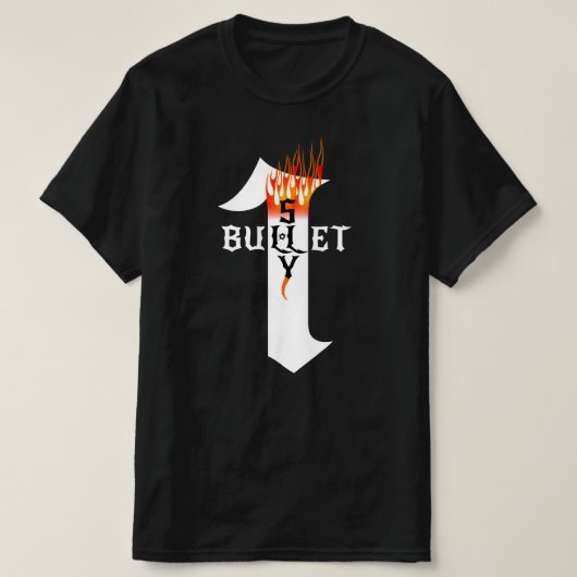 Rock Heavy Metal muzikant One Bullet Shy Flames T-shirt (Design voorkant)