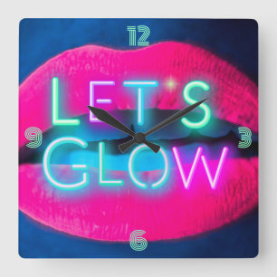 Rock het met deze NEON look Let's GLOW Lippen Salo Vierkante Klok