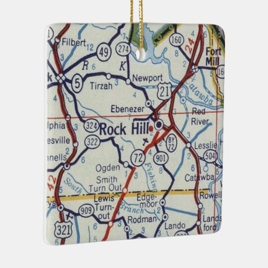 Rock Hill SC  Map Keramisch Ornament (Rechts)
