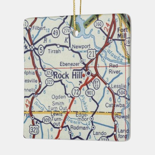 Rock Hill SC  Map Keramisch Ornament (Links)