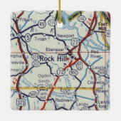 Rock Hill SC  Map Keramisch Ornament (Achterkant)