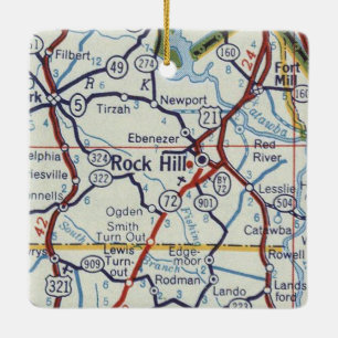 Rock Hill SC  Map Keramisch Ornament