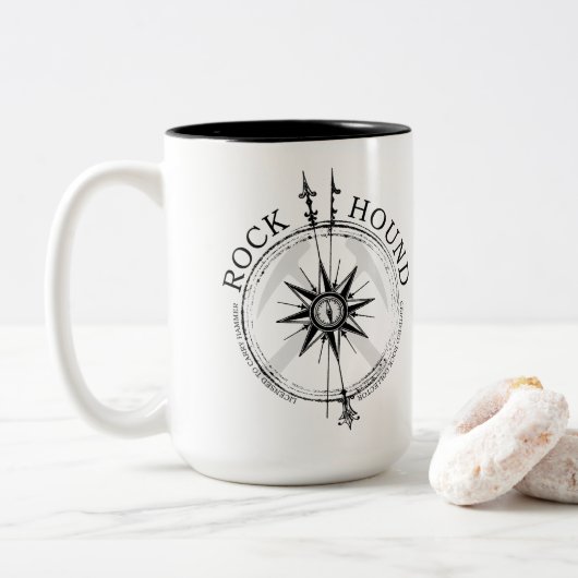 Rock Hound: Certified Rock Collector Tweekleurige Koffiemok (Met donut)