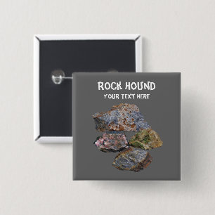 Rock Hound Minerale Collectors Grappig Vierkante Button 5,1 Cm
