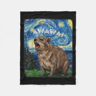 Rock Hyrax Awawa Funny Groundhog Starry Night Van  Fleece Deken
