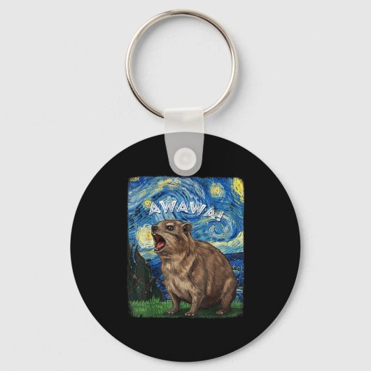 Rock Hyrax Awawa Funny Groundhog Starry Night Van Sleutelhanger (Voorkant)