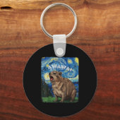 Rock Hyrax Awawa Funny Groundhog Starry Night Van Sleutelhanger (Voorkant)
