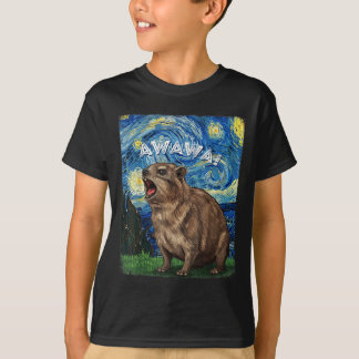 Rock Hyrax Awawa Funny Groundhog Starry Night Van  T-shirt