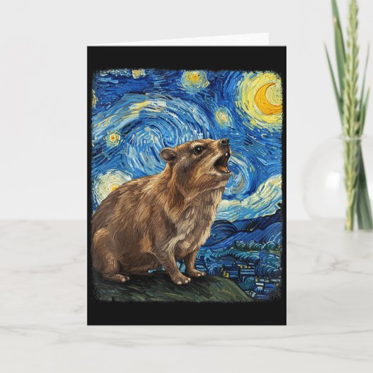 Rock Hyrax Awawa Maan Sterrennacht Van Gogh Grappi Kaart (Voorkant)
