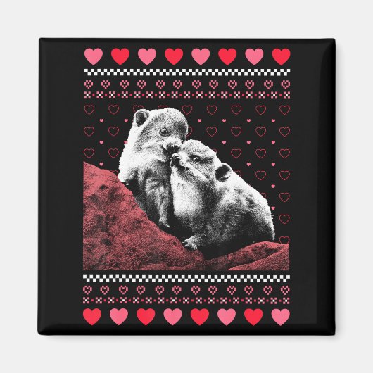 Rock Hyrax Valentine's Day Ugly Sweater Style  Magneet (Voorkant)