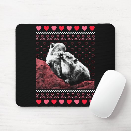 Rock Hyrax Valentine's Day Ugly Sweater Style Muismat (Met muis)