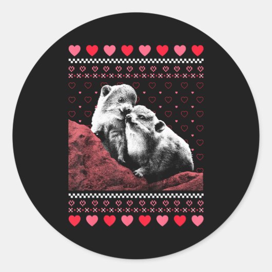 Rock Hyrax Valentine's Day Ugly Sweater Style  Ronde Sticker (Voorkant)