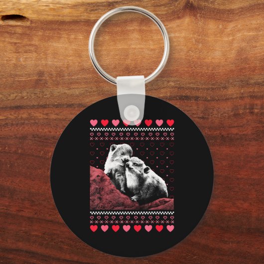 Rock Hyrax Valentine's Day Ugly Sweater Style  Sleutelhanger (Voorkant)
