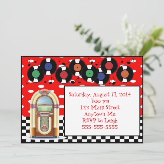 Rock in Roll Juke Box Birthday Kaart (Staand voorkant)