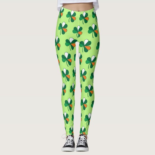 Rock Irish Vibes: Shamrock in Ierse vlag kleuren Leggings (Voorkant)
