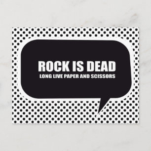ROCK IS DOOD. LONG LEVENDE PAPIER EN SCISSORS. BRIEFKAART