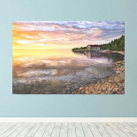 Rock Island Boathouse, groot canvas druk (Insitu (Houten vloer))