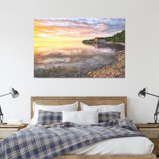 Rock Island Boathouse, groot canvas druk (Insitu (Slaapkamer))