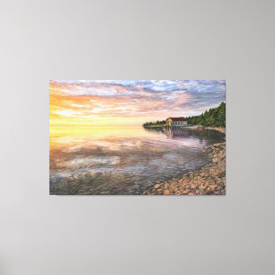 Rock Island Boathouse, groot canvas druk Afdruk